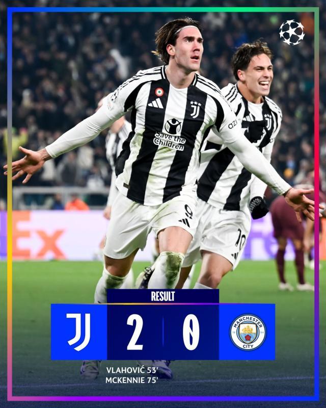 【欧冠】弗拉霍维奇、麦肯尼建功，尤文图斯2比0曼城